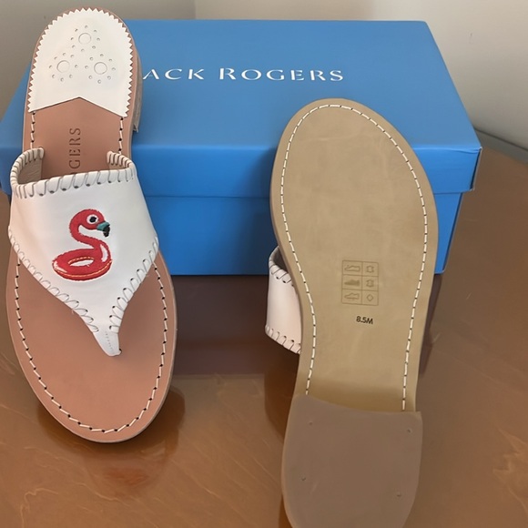 Jack Rogers White Sandals with Red Flamingo Design - Picture 2 of 3
